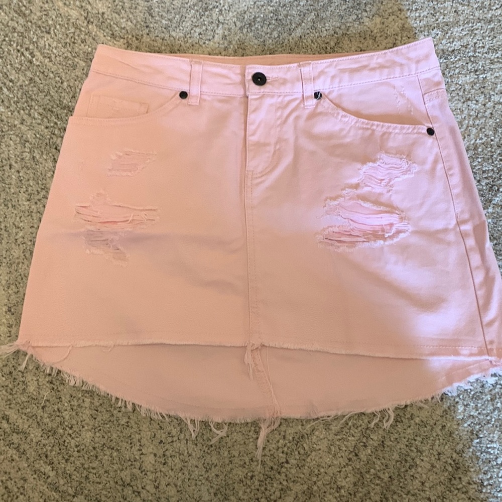 Pink denim skirt